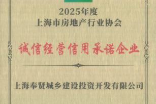 城投公司榮獲“2025年度上海市房地產(chǎn)行業(yè)協(xié)會(huì)誠信經(jīng)營信用承諾企業(yè)”